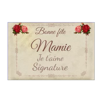 carte grand mere fete fleur marron rose vintage 