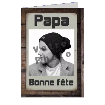 Carte Papa Fete Bois Cowboy avec photo virtuelle