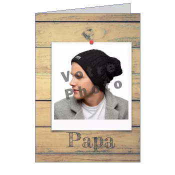 Carte Papa Fete Bois Marron avec photo à imprimer