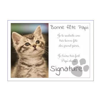 carte grand pere fete chat marron 