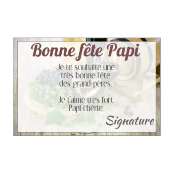 carte grand pere fete marron vin 