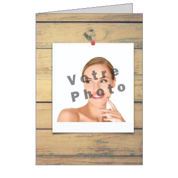 Carte Voeux Fete Bois Marron avec photo à imprimer