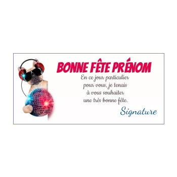 carte voeux fete humour chien musique prenom rouge 