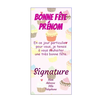 carte voeux fete gateau mauve prenom rose 