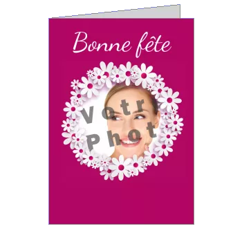 Carte Voeux Fete Fleur Mauve avec photo à imprimer
