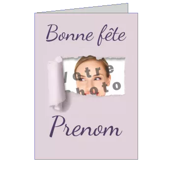 Carte Voeux Fete Femme Mauve avec photo à imprimer