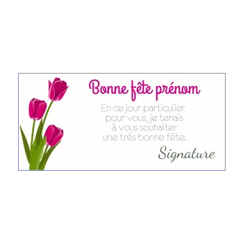 carte voeux fete fleur mauve prenom rouge 
