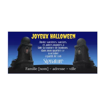 carte invitation joyeux halloween bleu ciel noir 