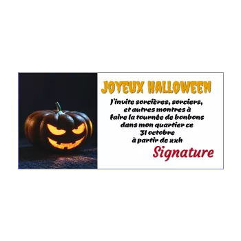 carte invitation joyeux halloween citrouille noir orange 