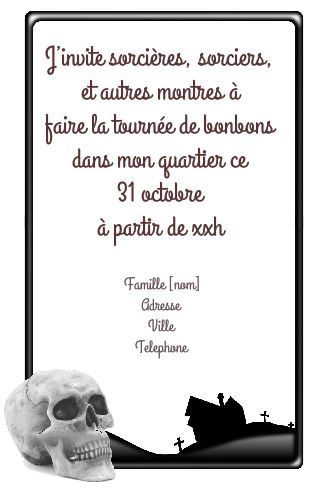 Carte Invitation Joyeux Halloween Noir gratuit à imprimer