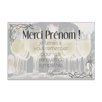 carte remerciement champagne merci 