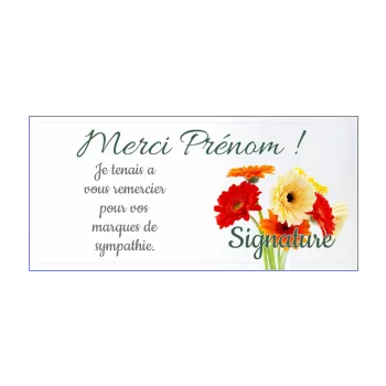 carte remerciement fleur jaune merci rouge 
