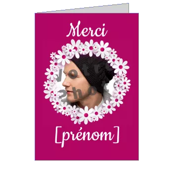 Carte Remerciement Fleur Mauve Merci avec photo à imprimer