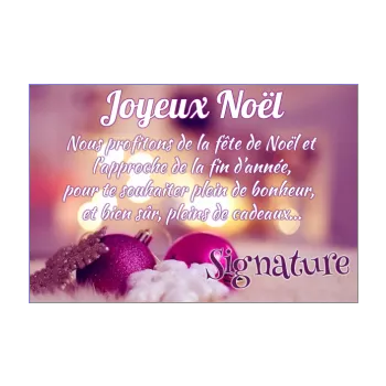 carte joyeux voeux noel boule mauve 