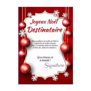 carte joyeux voeux noel boule etoile rouge 