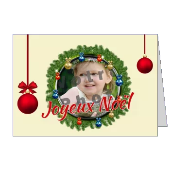 Carte Joyeux Voeux Noel Boule avec photo à imprimer