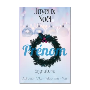 carte joyeux voeux noel bleu rose sapin 
