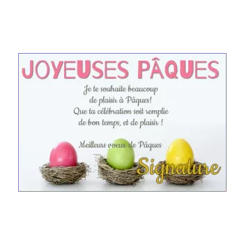 carte voeux fete paques jaune oeuf rouge vert 