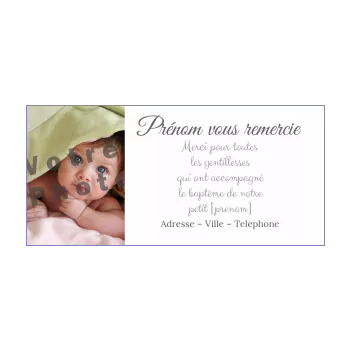 carte remerciement bapteme blanc merci 