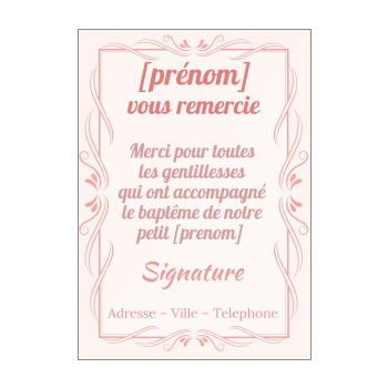 Carte De Remerciement Pour Un Bapteme A Imprimer