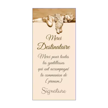carte remerciement communion ange marron merci 
