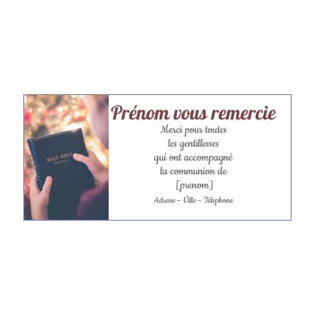 carte remerciement communion dieu livre merci 