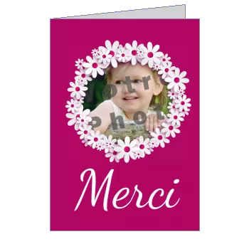 Carte Remerciement Communion Fille Fleur avec photo à imprimer