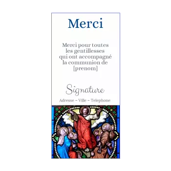 carte remerciement communion bleu dieu eglise merci 