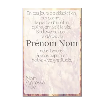 carte remerciement deces condoleances arbre fleur merci orange soleil 