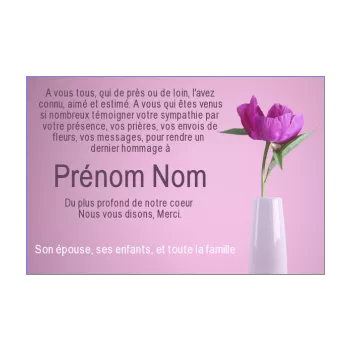 carte remerciement deces condoleances fleur merci rose 