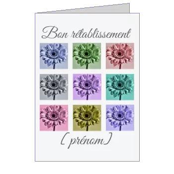 Carte Retablissement Fleur Gris à imprimer