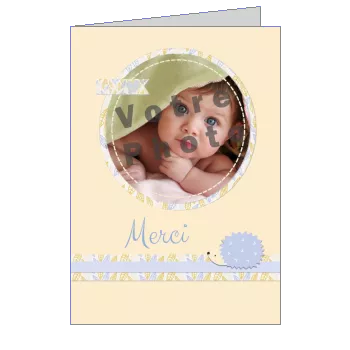 Carte Remerciement Naissance Bebe Jaune avec photo à imprimer