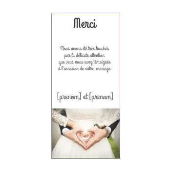 carte remerciement mariage coeur main merci 