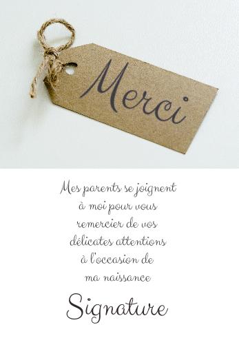 Verso Carte Carton Remerciement Naissance Bebe avec photo à imprimer