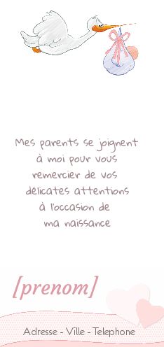 Carte Remerciement Naissance Oiseau Bebe à imprimer