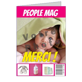 Carte Remerciement Naissance Journal Magazine avec photo à imprimer