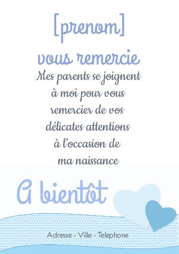 Carte Remerciement Naissance Coeur Bebe gratuit à imprimer