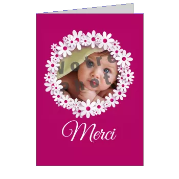Carte Remerciement Naissance Bebe Fleur avec photo à imprimer
