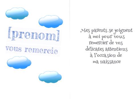 Verso Carte Remerciement Naissance Coeur Bebe virtuelle