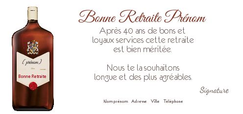 Carte Felicitation Bouteille Voeux Retraite gratuit à imprimer