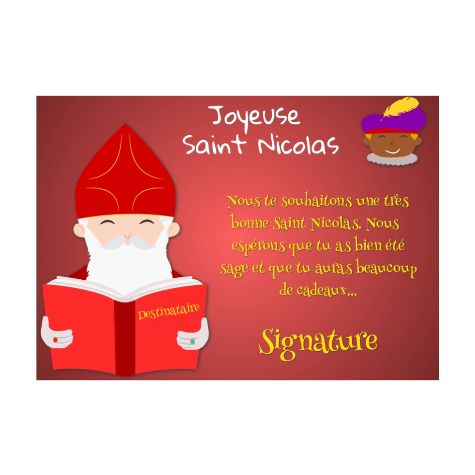 Carte Joyeux Voeux Saint Nicolas Jaune A Imprimer Carte 2572