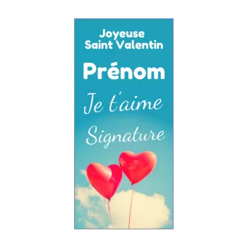 carte voeux saint valentin coeur bleu ciel rouge 