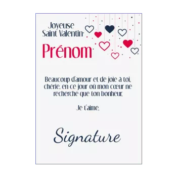 carte voeux saint valentin coeur bleu rouge 