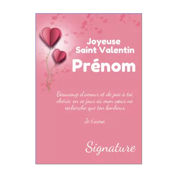 carte voeux saint valentin coeur rose 