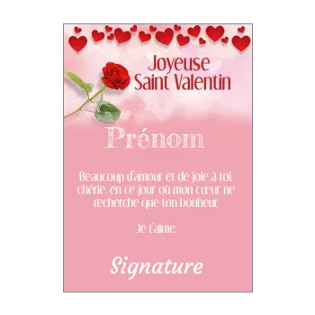 carte voeux saint valentin coeur fleur rose 