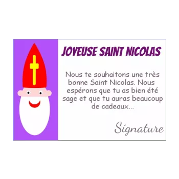 carte joyeux voeux saint nicolas dessin mauve 