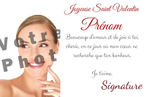 Carte Voeux Saint Valentin Elegant avec photo à imprimer