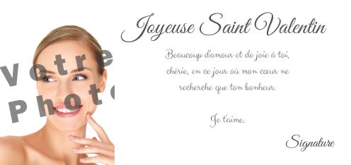 Carte Voeux Saint Valentin Blanc avec photo à imprimer