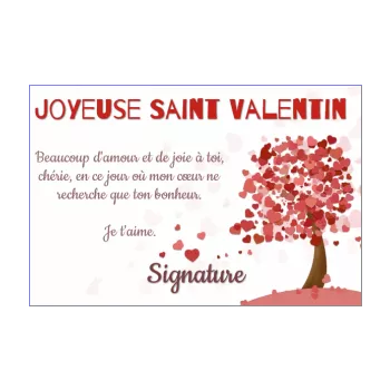 carte voeux saint valentin coeur arbre rouge 
