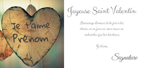 Carte Voeux Saint Valentin Coeur gratuit à imprimer